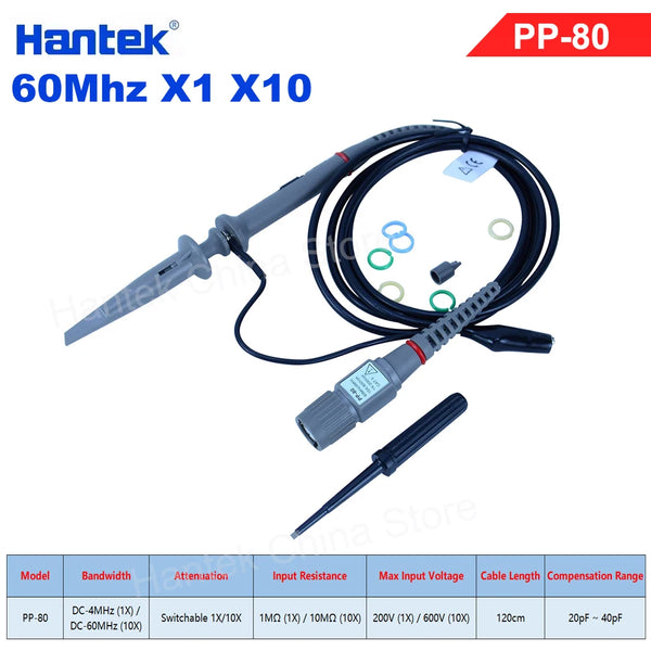 Hantek PP80-150-200-250-300 High Voltage Probe 60MHz-300MHz Kit Attenuation 10:1 Suitable For 1008c 6074be Various Oscilloscopes