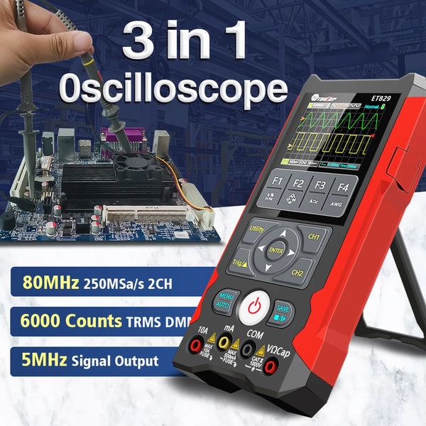 TOOLTOP ET829 2 Channel 250MSa/s 80MHz Digital Storage Osclloscope Multimeter Signal Generator 3 in 1 Mul product image