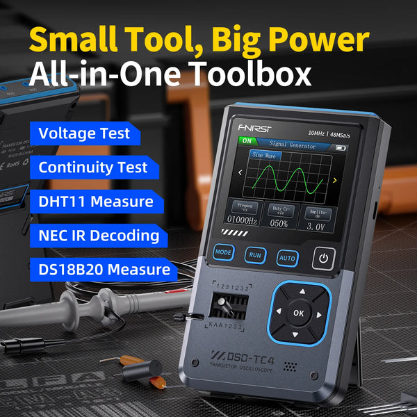 FNIRSI DSO-TC4 3-IN-1 10MHz 48MSa/s Digital Oscilloscope Transistor Tester Signal Generator detail image 4