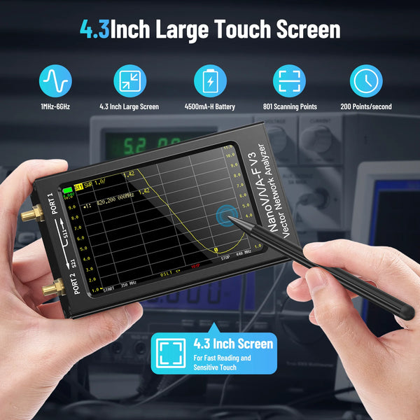 New NanoVNA-F V3 Vector Network Analyzer 1MHz-6GHz 4.3 Inch HF VHF UHF VNA Antenna Analyzer detail image 2
