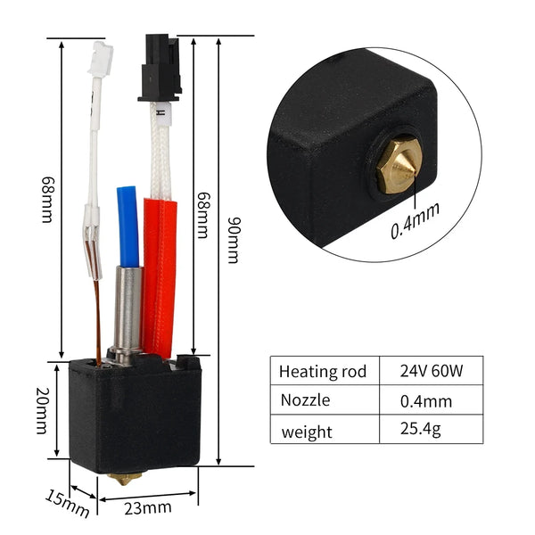 Upgraded Hotend kit 24v for Anycubic Kobra 2 Kobra 2 Series Neo Pro/Plus/Max Hot End Kit 24V 60W Kobra 2 Plus/2 Max/2 Neo/2 Pro