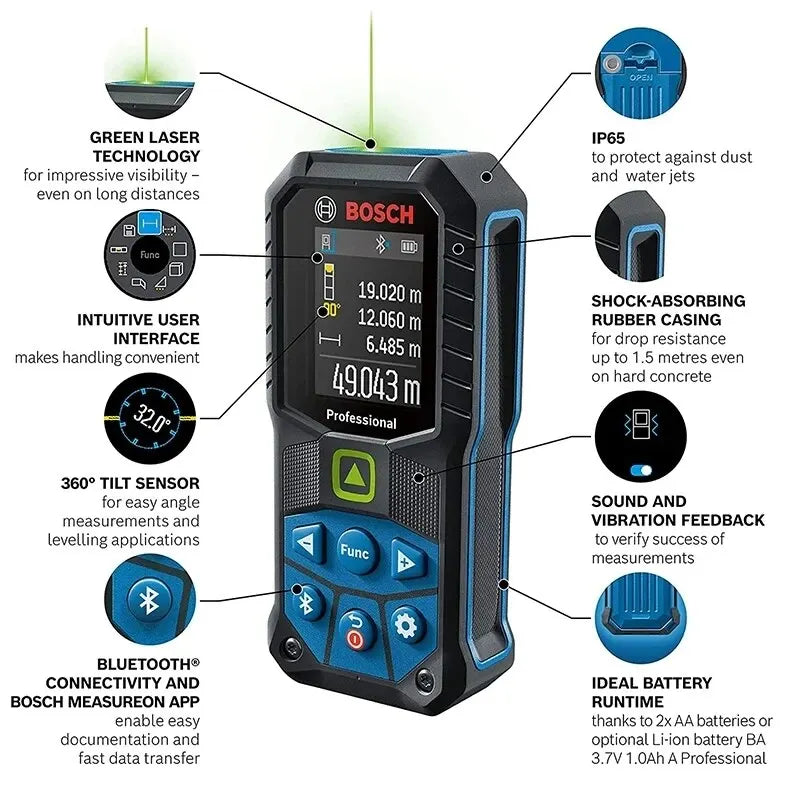 Bosch Professional 50M Green Light Laser Rangefinder Ergonomic With Bluetooth GLM50-27CG detail image 3