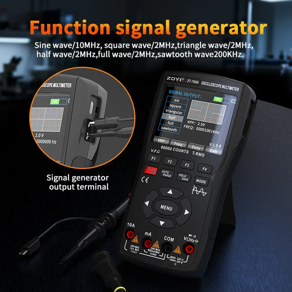 ZOYI ZT-706S 3-in-1 Automotive Oscilloscope Multimeter, True RMS with Waveform Generator, for Vehicle Repair and Electr