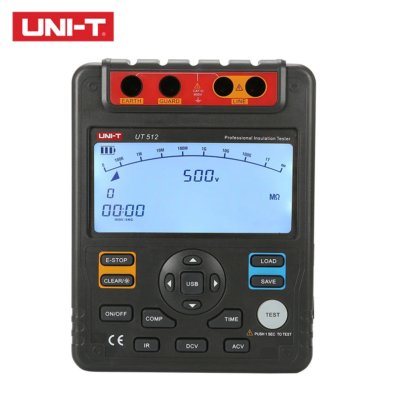 UNI-T Insulation Resistance Tester UT512 500V--2500V Earth Ground 1MΩ～100GΩ Ohm Meter AC DC Voltmeter product image