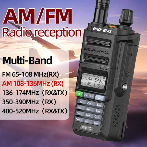BAOFENG UV-9R PRO Multi Band Walkie Talkie IP68 Waterproof Wireless Copy Frequency Tri Power Type-C DTMF Long Range Ham Radio