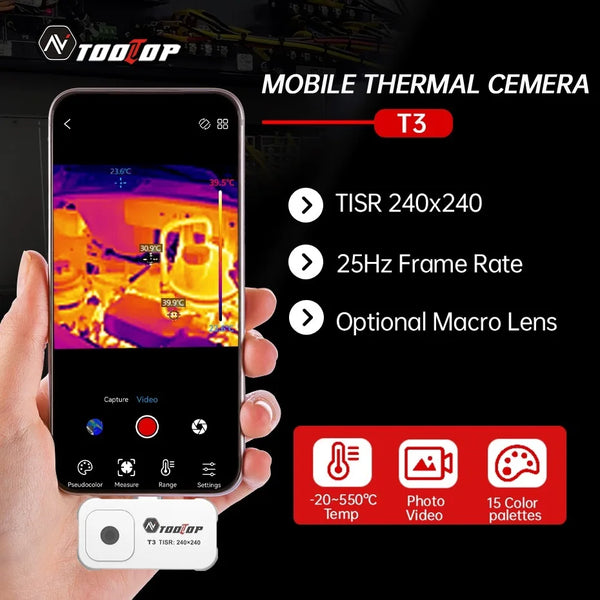 TOOLTOP T3 Mobile Type-C Thermal Imaging Camera 25Hz Photo Video Record Smartphone Thermal Imager Option product image