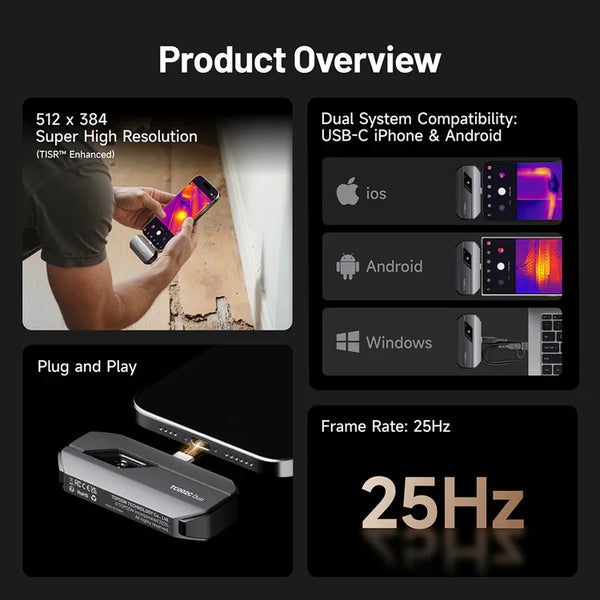 TOPDON iOS & Android & Windows Thermography Measurement Smartphone car Infrared Thermal Imager Imaging Cam NEW TC002C DUO
