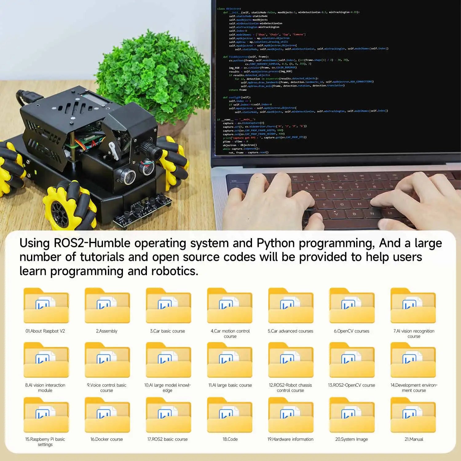 Yahboom 4WD Raspbot V2 AI Large Model Robot Kit for Raspberry Pi 5 Beginners Educational detail image 5