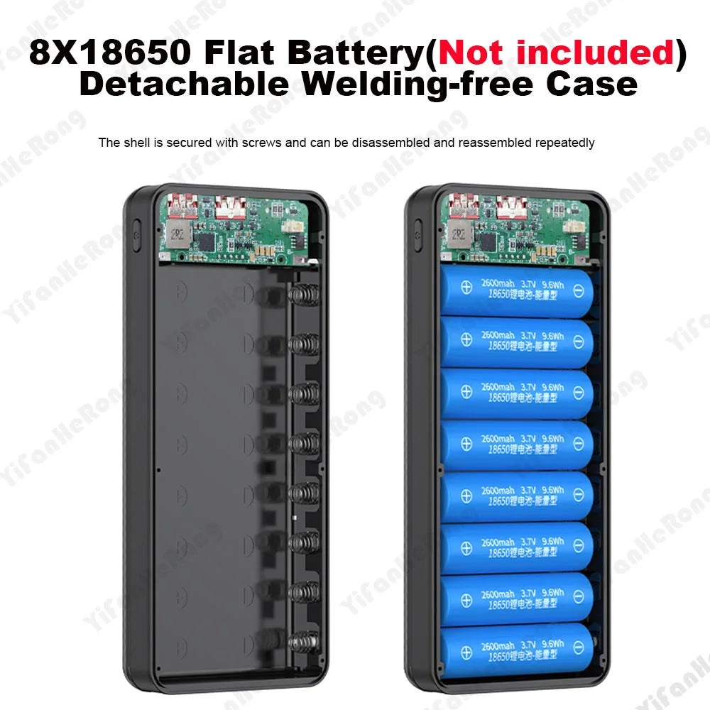 DIY Dual USB Type C Box 18650 Battery Power Case Digital Display for 8x18650 Battery detail image 2