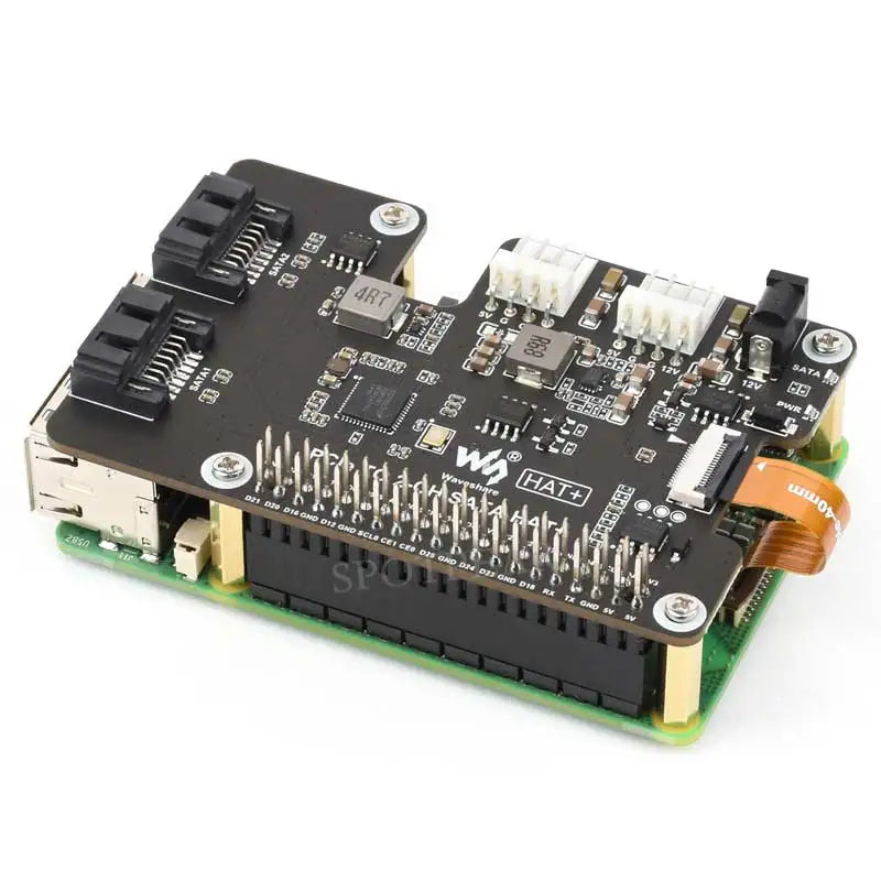 Raspberry Pi 5 PCIe to SATA Expansion Board with EEPROM HAT+ Waveshare PCIe TO 2-CH SATA detail image 3