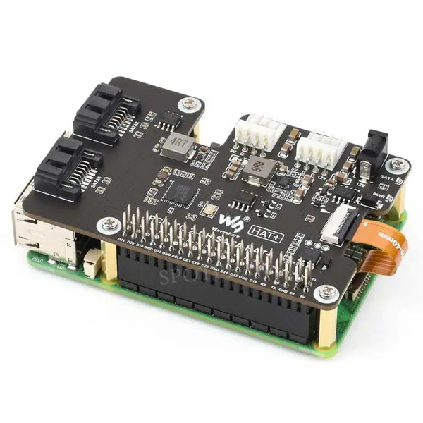 Raspberry Pi 5 PCIe to SATA Expansion Board with EEPROM HAT+ Waveshare PCIe TO 2-CH SATA detail image 3