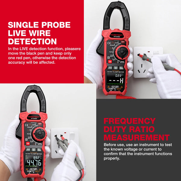 HABOTEST HT208D Clamp Meter 1000A 1000V AC DC True RMS Digital Clamp Meter Amperimetrica Capacitance Temperature Ohm Hz Tester