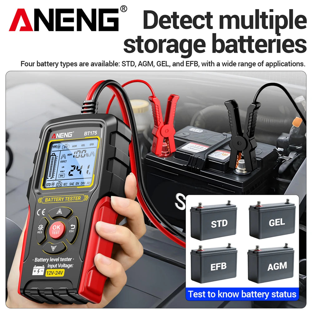 ANENG BT175 12V 24V Car Battery Tester Digital Alternator Automotive Analyzer Display Screen detail image 4