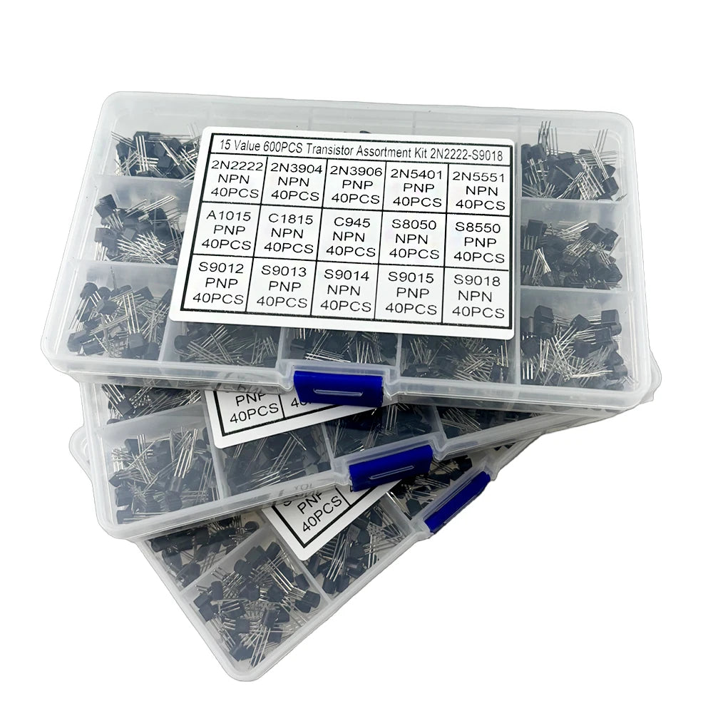 600pcs Transistor Kit A1015 C1815 C945 S8050 S8850 2N2222 2N3904 2N3906 2N5401 2N5551 PNP detail image 4
