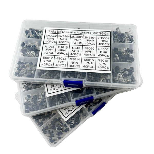 600pcs Transistor Kit A1015 C1815 C945 S8050 S8850 2N2222 2N3904 2N3906 2N5401 2N5551 PNP detail image 4