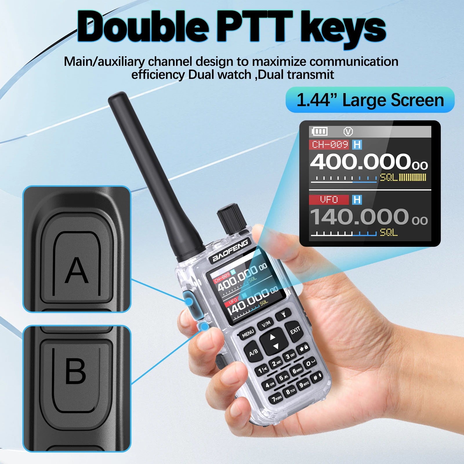 BAOFENG MINI 5 Walkie Talkie Multi Band Bluetooth Programming Dual PTT 2200mAh Copy Frequency New Upgrade UV 5R Mini Ham Radio