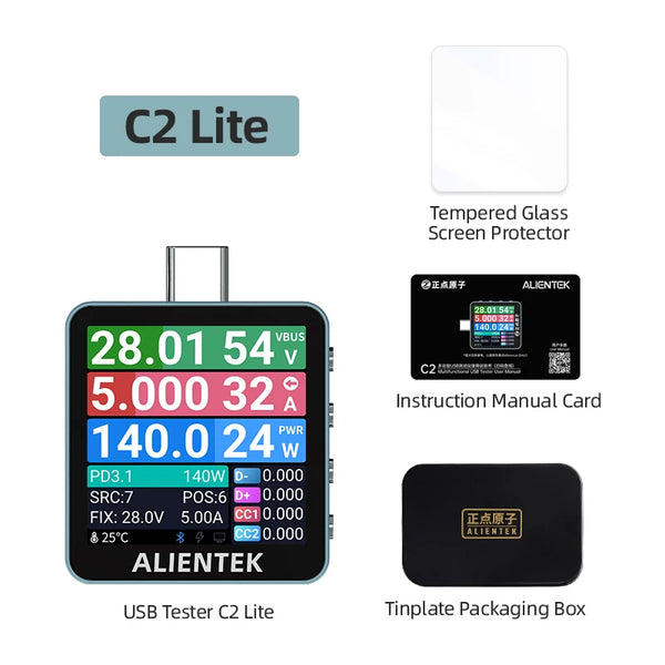 ALIENTEK USB Tester C2 Digital Voltmeter Charging Power Detector PD3.2 Battery Tester Fast Charge Detection Trigger