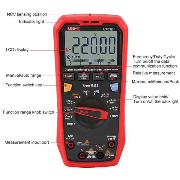 UNI-T UT61B UT61D UT61E Plus Smart Multimeter Analog & Digital Polymer Electrician Tester detail image 5