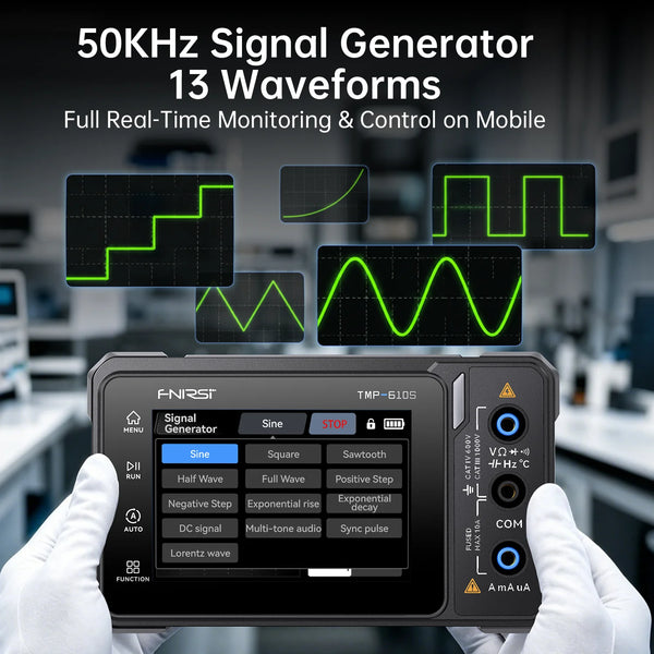 FNIRSI TMP-600 TMP-610S Digital Multimeter True RMS 60000 Counts Oscilloscope Signal Generator Handheld Tester