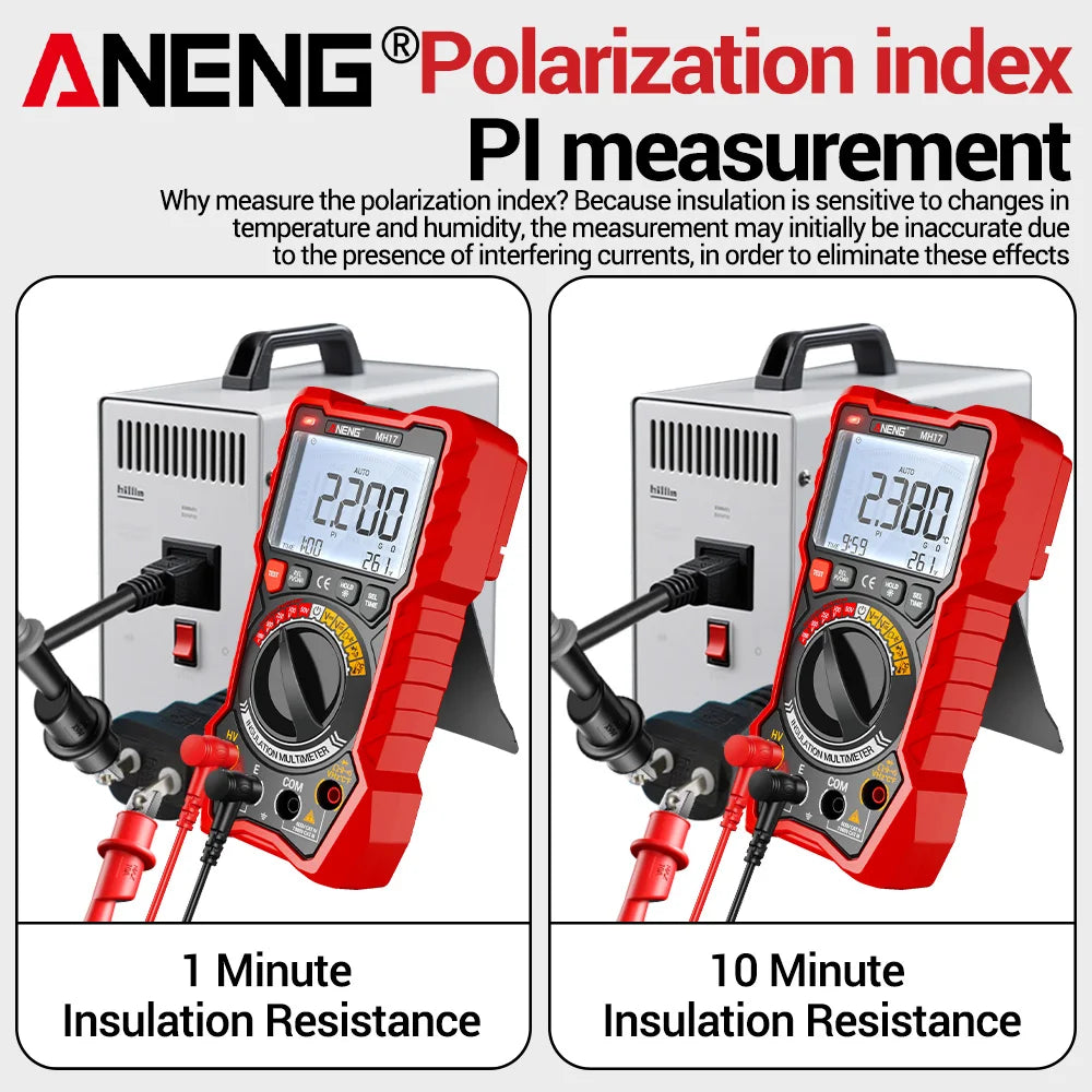 2in1 Insulation Resistance Digital Multimeter Rechargeable MH17 AC/DC Voltage True RMS 19999 detail image 4