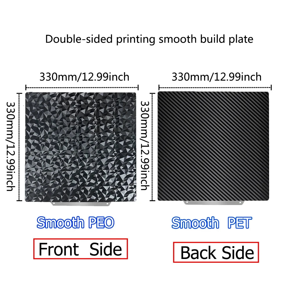 330x330mm For QIDI X-Max 3 Build Plate Elegoo Neptune 4/3 Plus, Anycubic Kobra 2 Plus, Geetch A30, Troxy X5SA Pro PEI PEO Sheet