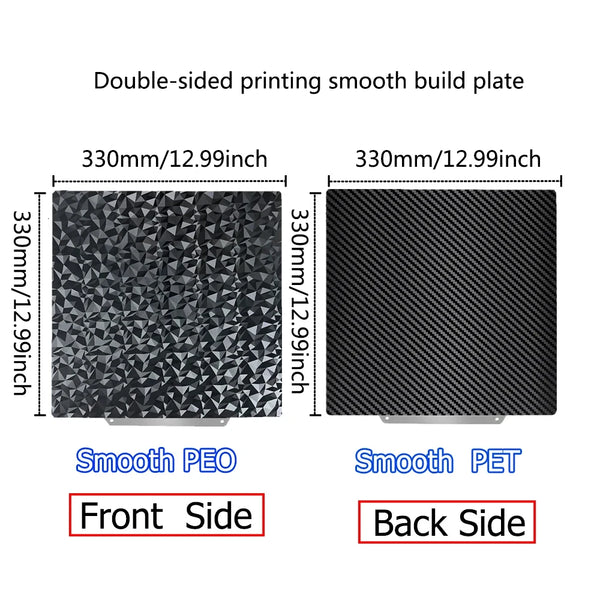 330x330mm For QIDI X-Max 3 Build Plate Elegoo Neptune 4/3 Plus, Anycubic Kobra 2 Plus, Geetch A30, Troxy X5SA Pro PEI PEO Sheet