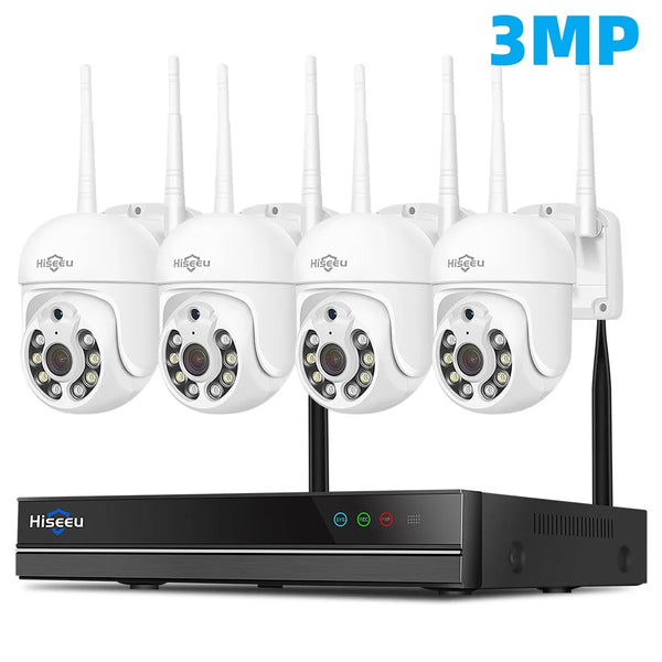Hiseeu 3/5MP WiFi Security Surveillance Camera System Kit Motion Tracking Color Night Vision 10CH NVR Wireless CCTV Cameras Set