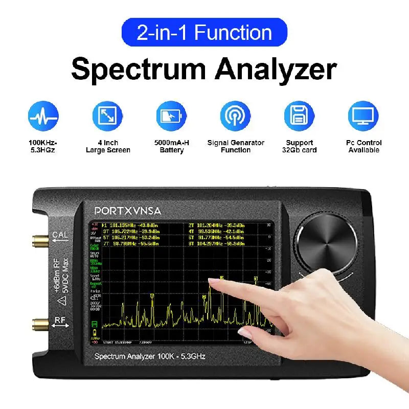 4 Inch IPS LCD SA5 Multi Functional Handheld Spectrum Analyzer 100k-5.3GHz 2-in-1 Signal Generator Built product image