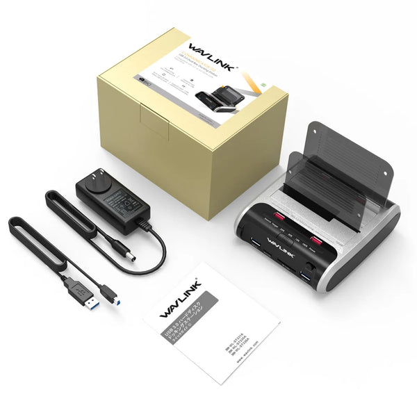 Wavlink USB 3.0 External Hard Drive Case 2.5 3.5 SSD HDD Fast Offline Clone SATA Dual Bay detail image 10