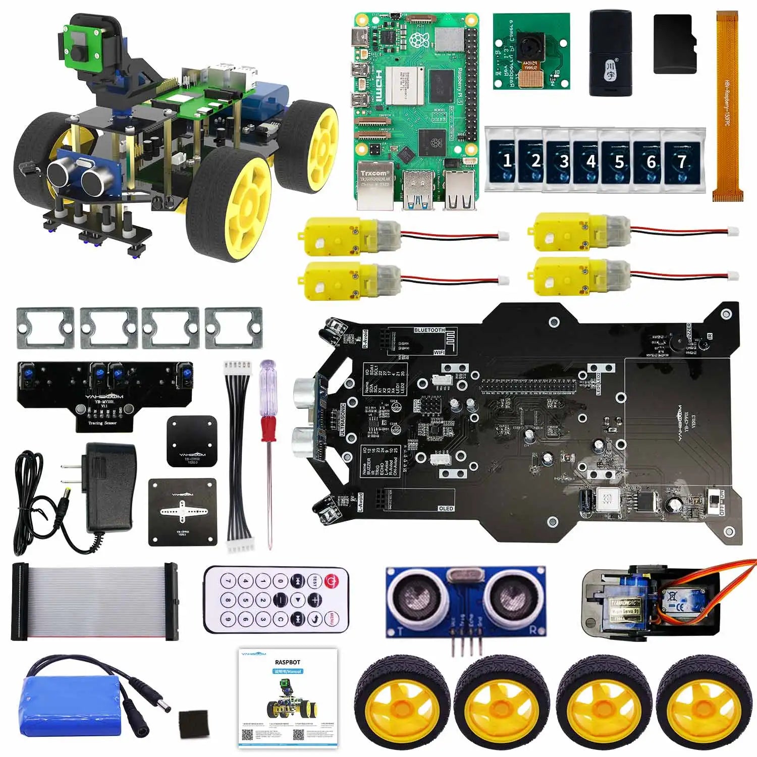 Raspberry Pi 5 Smart AI Vision 4WD Robot Car Electronic Kit DIY Learning Project Full Set detail image 9