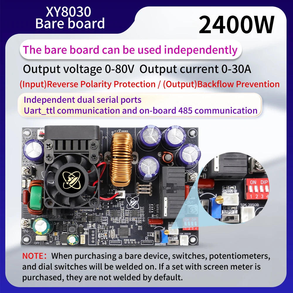 XY8030S 2400W 30A Buck DC Digital Power Supply Adjustable Step-Down Converter MPPT Charging detail image 4