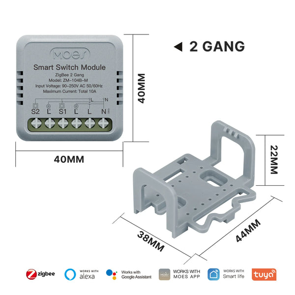 MOES Tuya Mini WiFi/Zigbee Smart Switch/Dimmer Module DIY Module Light Switch 1/2 Gang detail image 12