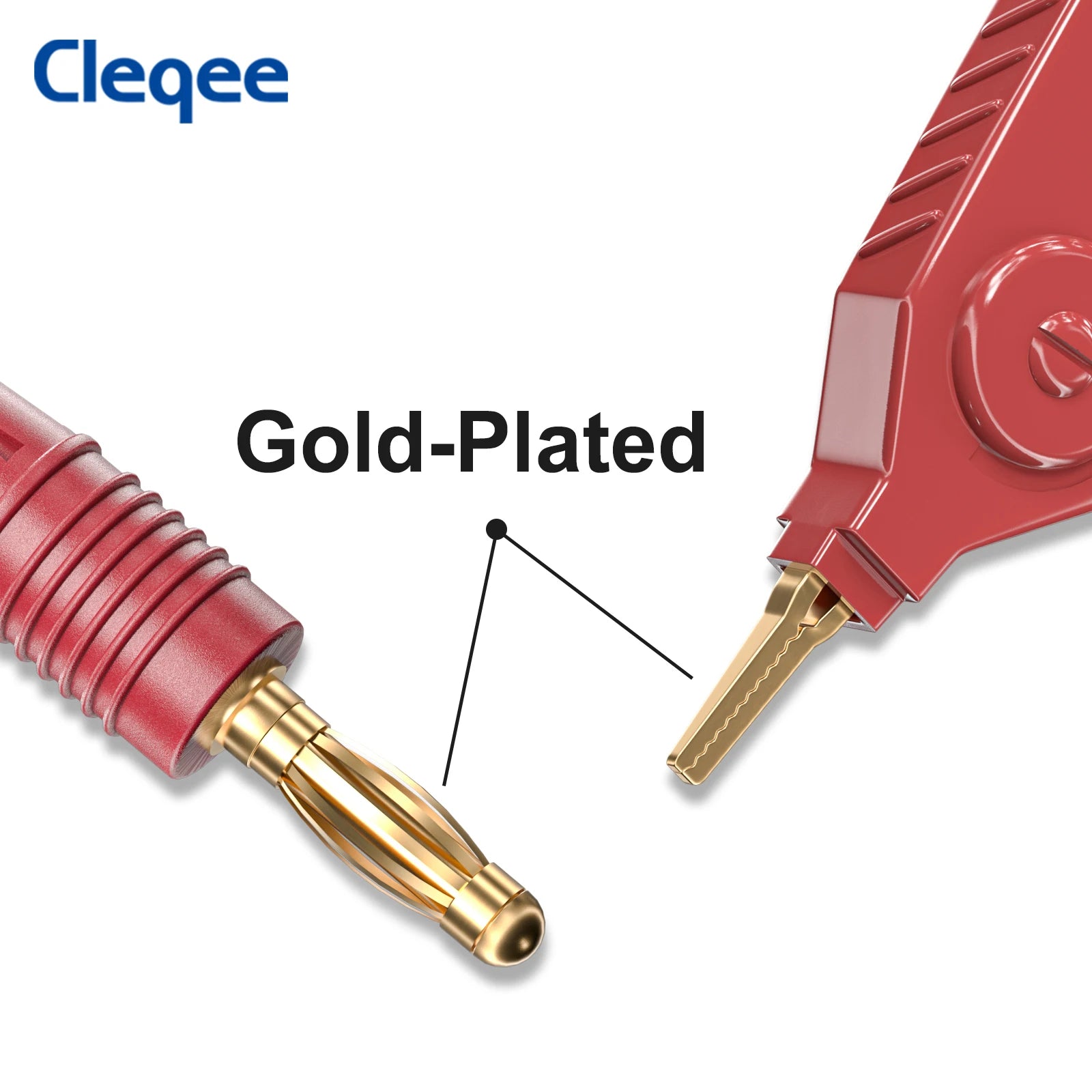 Cleqee P70075A Meter Test Leads Terminal Kelvin Clips Cable Wires to 4mm Banana Plugs Gold-Plated 1.2m/3.94ft for DMM