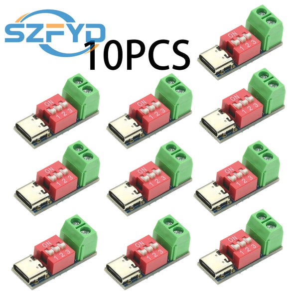 1-20pcs PD Fast Charging Test Board 5-20V Adjustable PD Trigger Module USB Type-C 100W Power Supply Tester