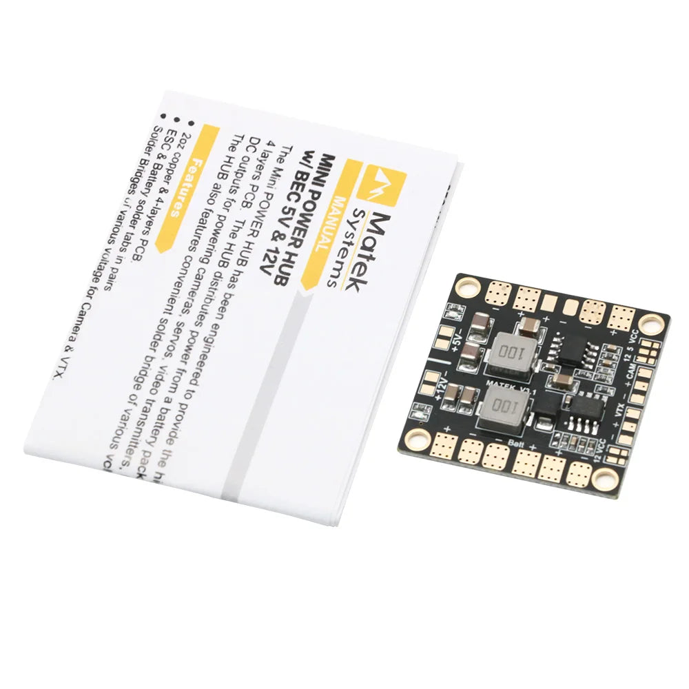 Matek Mini Power Hub Power Distribution Board PDB with BEC 5V & 12V for FPV QAV250 ZMR250 Multicopter Quadcopter