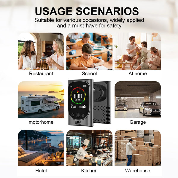 GC600 4-in-1 Plug-in Carbon Monoxide Detector Combustible Gas Alarm Temperature Humidity detail image 2