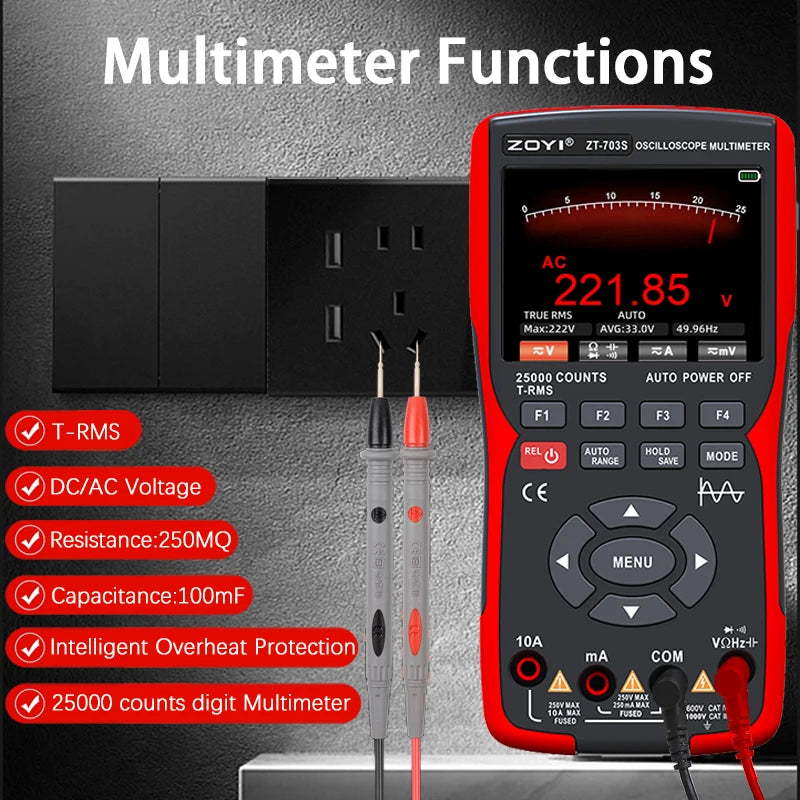 ZOYI Two-channel oscilloscope ZT-703S multifunction signal generator 3-in-1 high-precision detail image 5