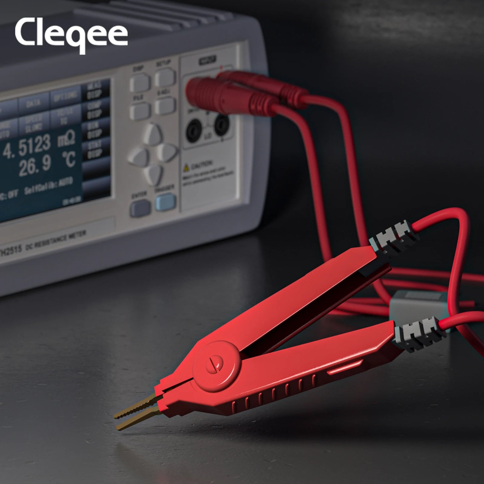 Cleqee P70075A Meter Test Leads Terminal Kelvin Clips Cable Wires to 4mm Banana Plugs Gold-Plated 1.2m/3.94ft for DMM