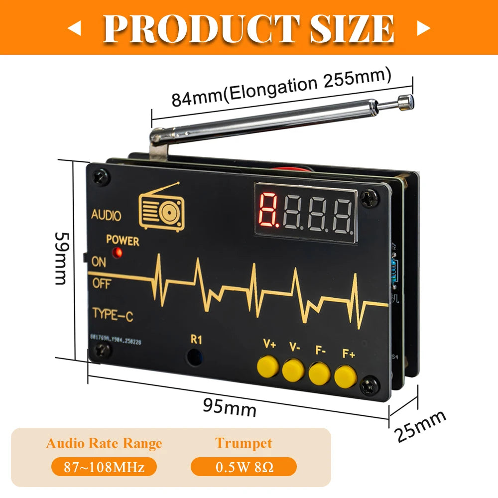 DIY Electronic Kit RDA5807M FM Radio 87-180MHz with Digital Tube Display STC15 detail image 2