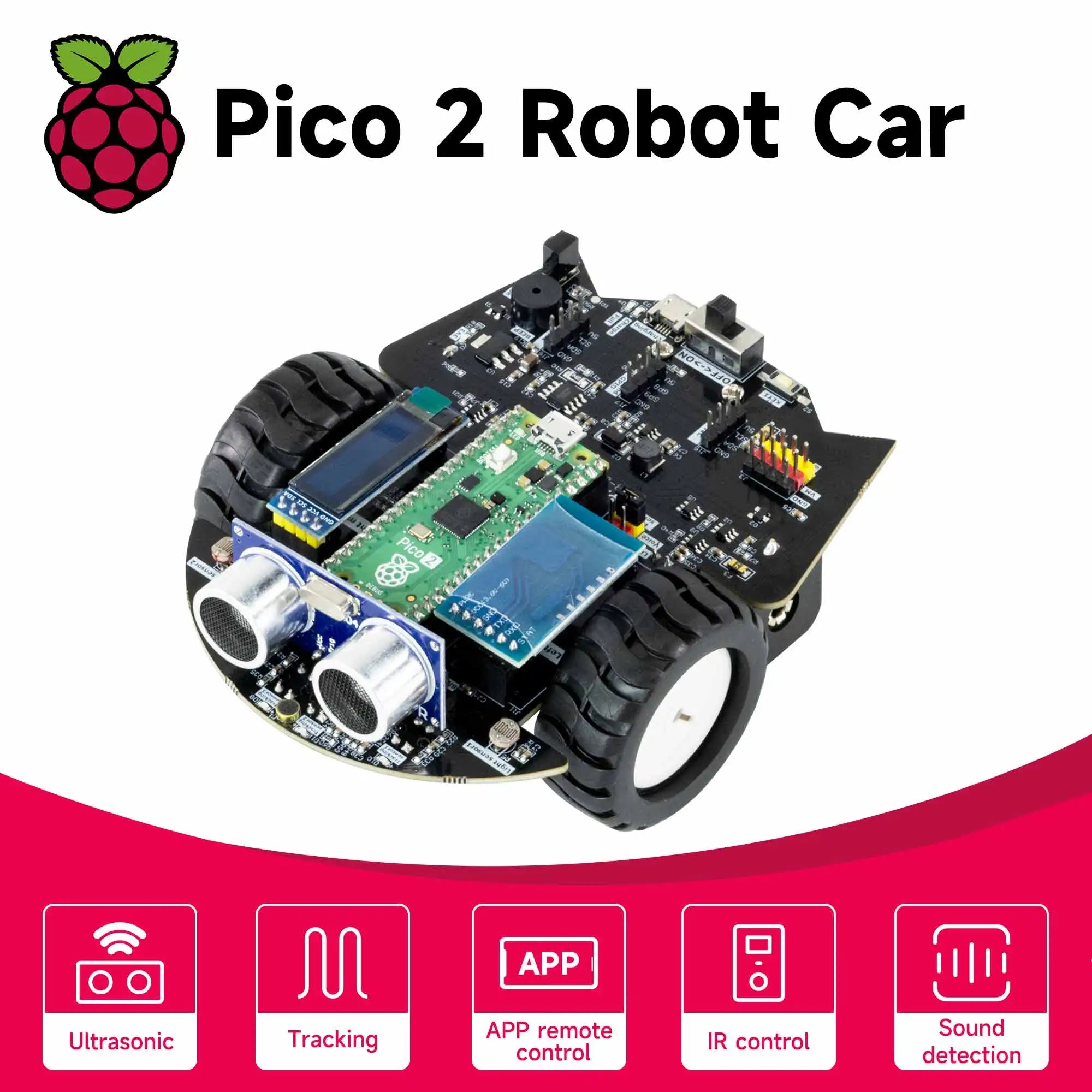 Raspberry Pi Pico 2 Robot Car Kit Programmable Car Use MicroPython Programming For DIY Electronic Project product image