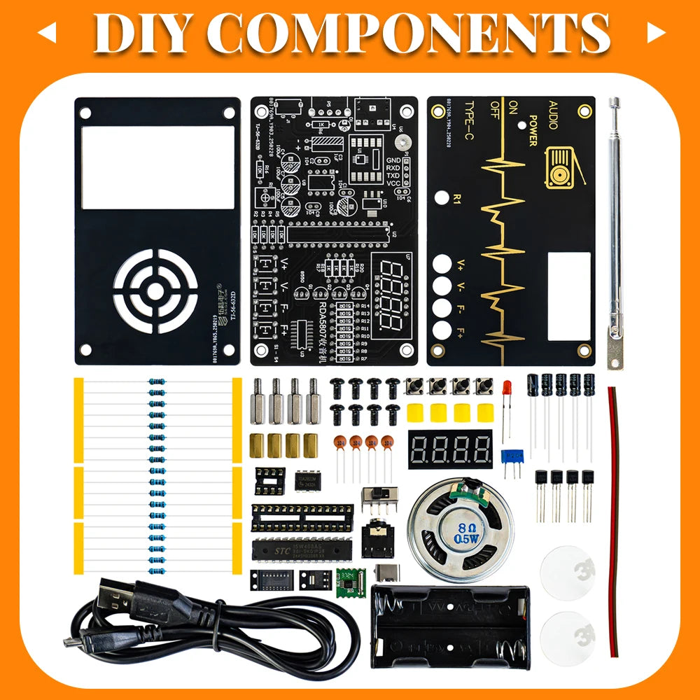 DIY Electronic Kit RDA5807M FM Radio 87-180MHz with Digital Tube Display STC15 detail image 6