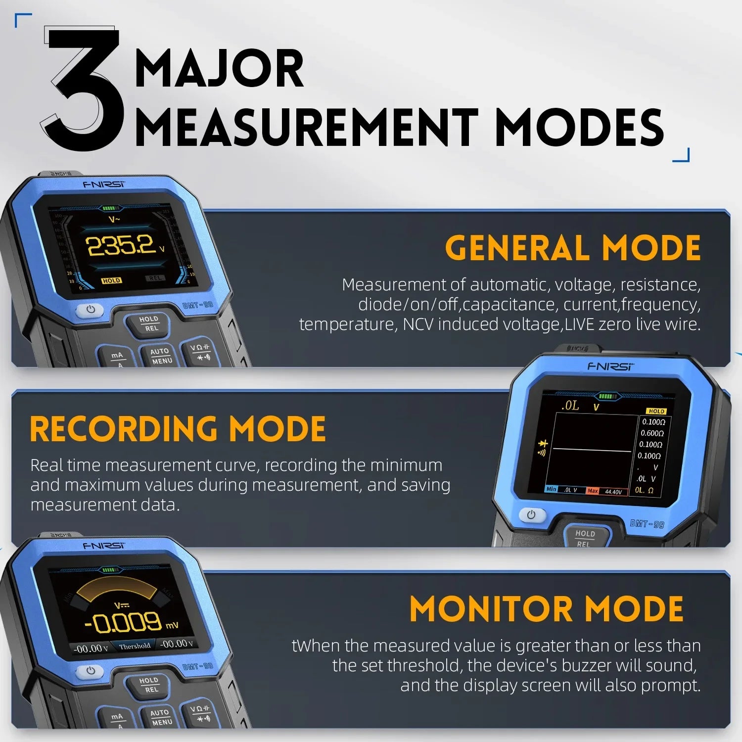 FNIRSI DMT-99 Digital Multimeter Current Voltage Tester detail image 3