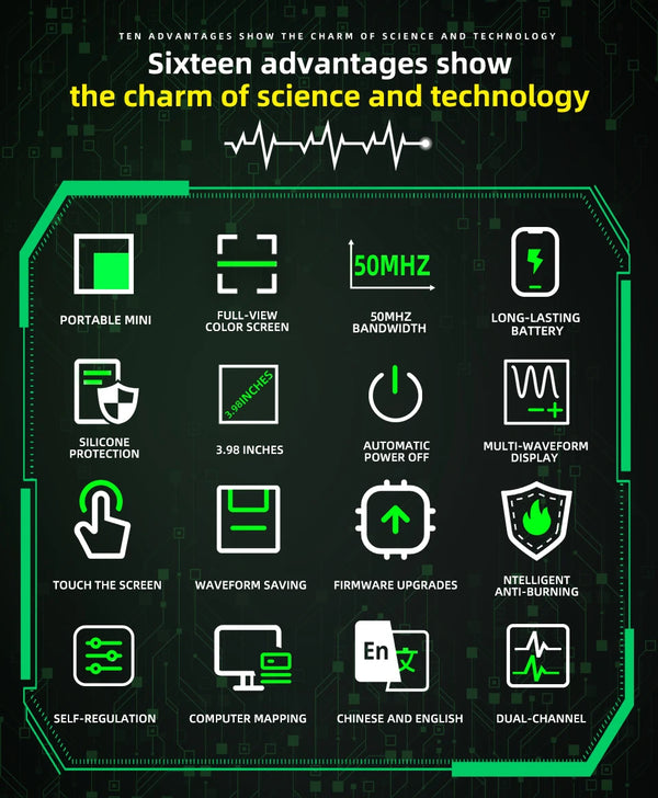 BSIDE New Touch Screen Digital Oscilloscope+Signal Generator Dual Channel 50MHz Automatic detail image 3