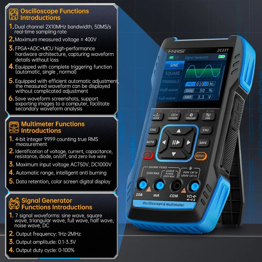 FNIRSI 2C23T Digital Oscilloscope Multimeter Tool detail image 2