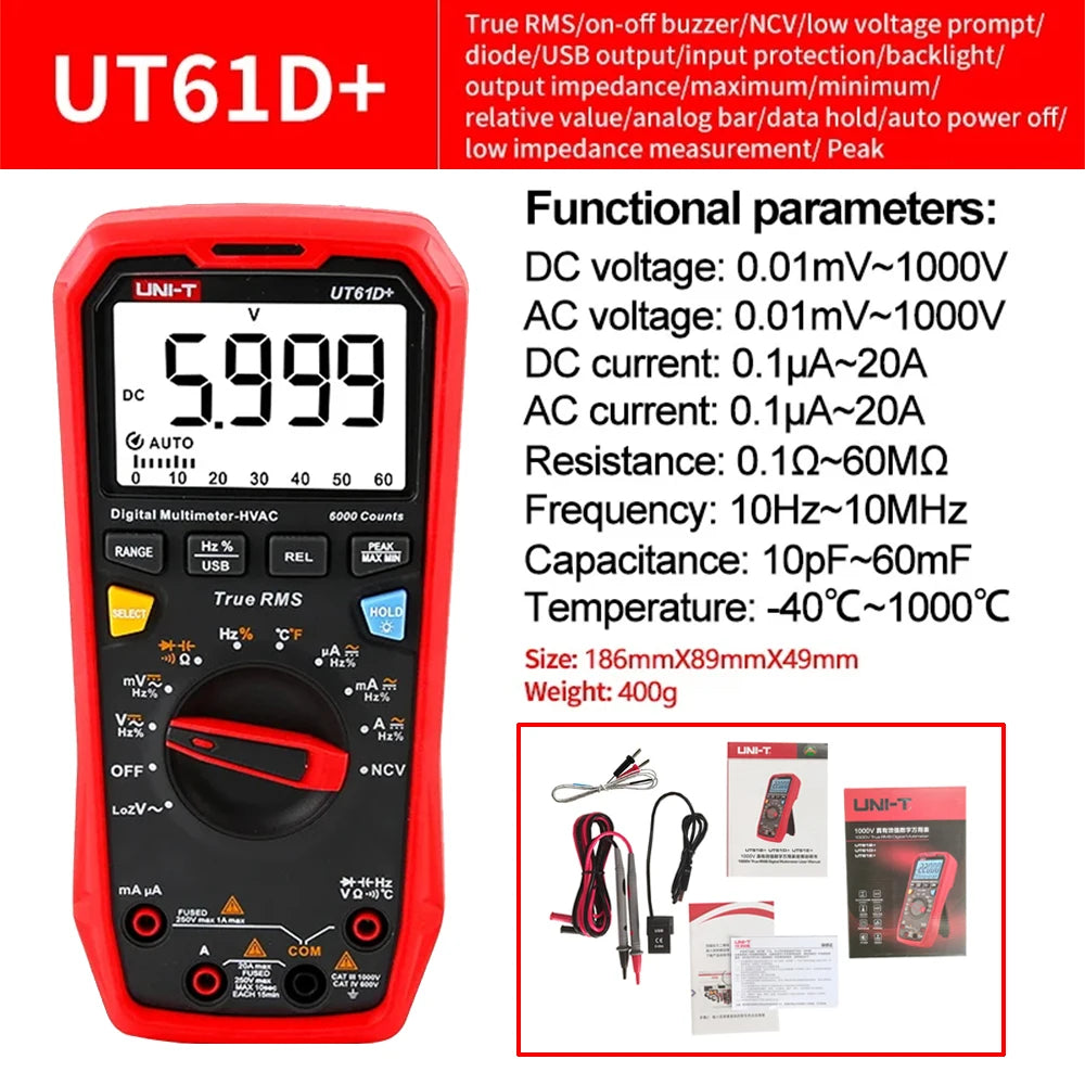UNI-T UT61B UT61D UT61E Plus Smart Multimeter Analog & Digital Polymer Electrician Tester detail image 7