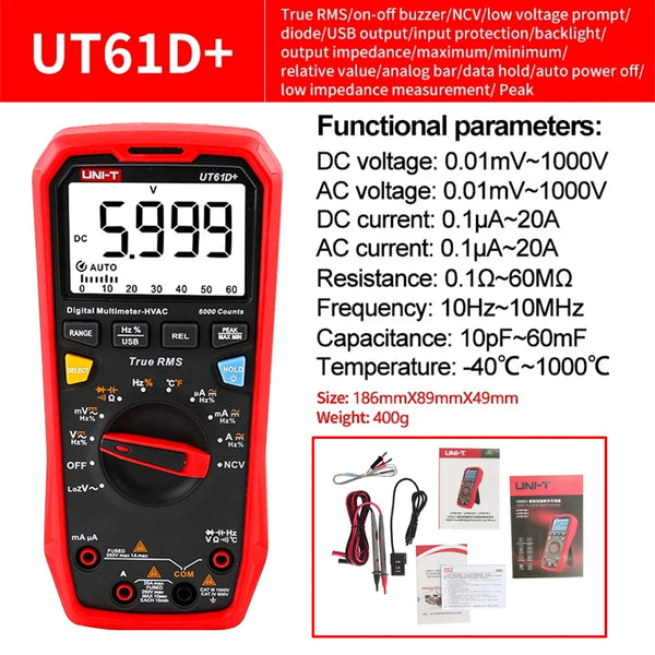 UNI-T UT61B UT61D UT61E Plus Smart Multimeter Analog & Digital Polymer Electrician Tester detail image 7