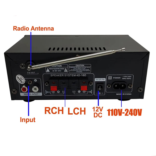 AK45 HiFi Digital Bluetooth Audio Amplifier MP3 Channel 2.0 Sound Power AMP stereo Home detail image 3