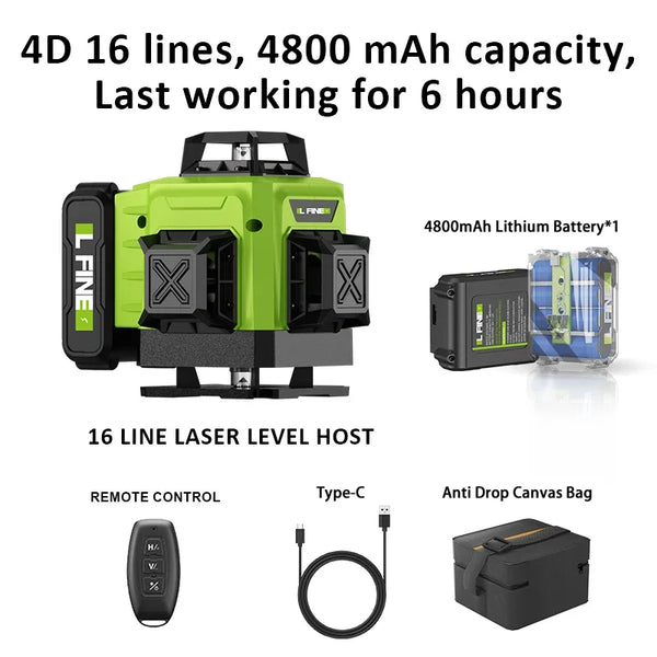 LFINE 3D/4D Laser Level 12/16 Lines Horizontal And Vertical With Remote Control 8 Lines 360 detail image 8
