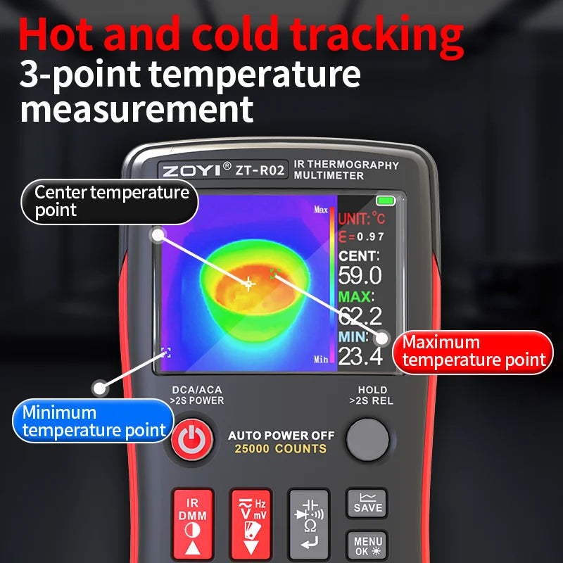 ZOYI ZT- R02 Thermal Imaging Multimeter 2-In-1 Color Screen Professional Digital Multimeter With Infrared Camera, Resolution 240