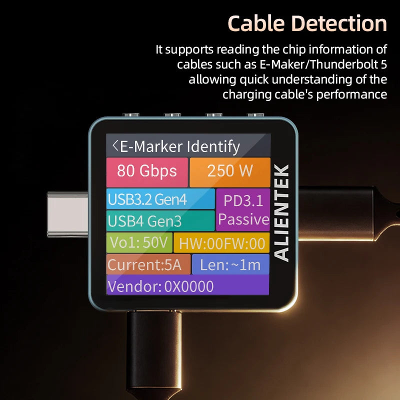 ALIENTEK USB Tester C2 Digital Voltmeter Charging Power Detector PD3.2 Battery Tester Fast Charge Detection Trigger